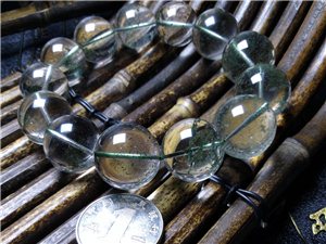 纯天然绿幽灵手串 招财助事业运 珠子18mm+ 适合霸气男士 微信414007856